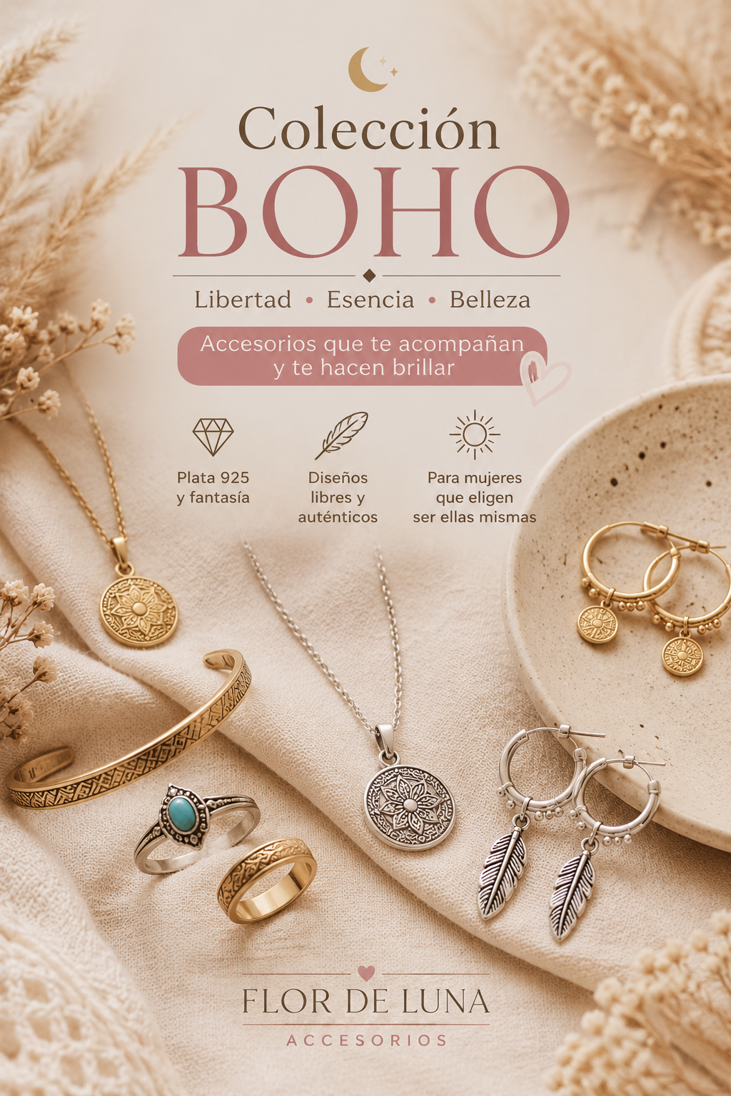 Colección BOHO Flor de Luna Accesorios