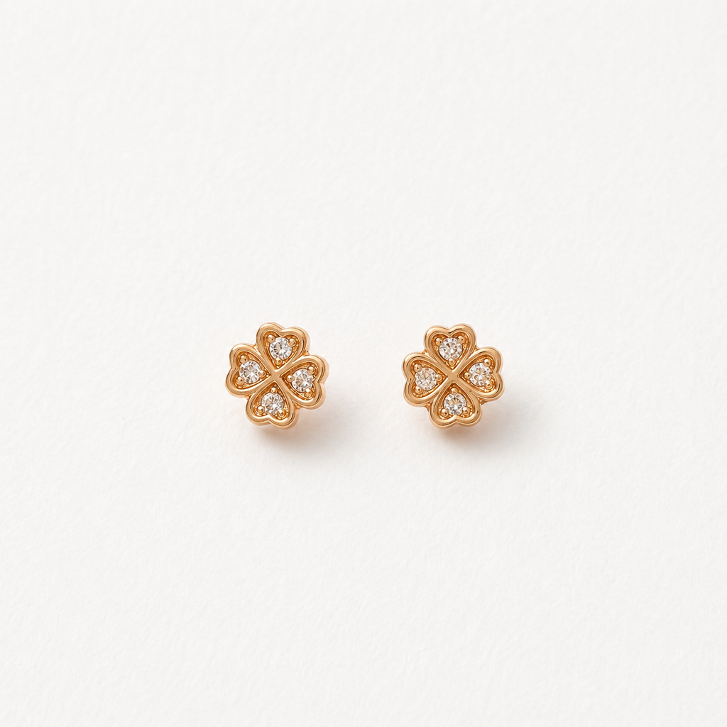 Aros Trébol Chapados en Oro 18K con Circonita